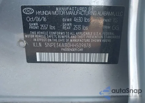 2017 Hyundai Sonata Sport 2.0T from USA, damaged, VIN 5NPE34AB0HH509878